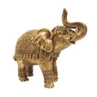 Estátua Decorativa Elefante Indiano Da Sorte Enfeite Em Resina Dourado