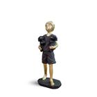 Estátua Família Menino Dourado C/ Preto 16 Cm Gesso