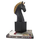 Estatua p/ Decoração Luxo Chess Busto Grande Cavalo BK Gold