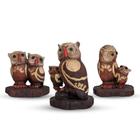 Estátuas Trio De Coruja Com Filho Decoração Mesa Sala Em Gesso - AVB DECORAÇÕES
