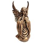 Estatueta Anjo Protetor De Resina Cor Dourado Premium