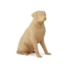 Estatueta Cachorro Labrador Geométrico 3D Low Poly Bege 13cm