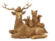 Estatueta Decorativa Enfeite Natal Animais Escritório Grande Dourado Rena Natalino Decoração