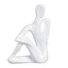 Estatueta Estátua Escultura Enfeite Cerâmica Decorativa contorcionista Homem Pensador Branco