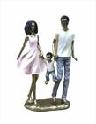 Estatueta Família Casal Negro com 1 Filho Resina 25cm - Espressione