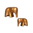 Estatueta Família de Elefantes em Cerâmica Decorativo Home Dourado
