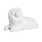 Estatueta Leão Deitado em Cerâmica Decorativo Home Branco Brilho