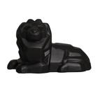 Estatueta Leão Deitado em Cerâmica Decorativo Home Preto Fosco