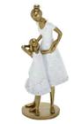 Estatueta Mãe Filha Branco Com Dourado - Mabruk