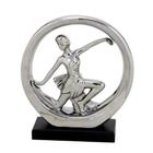 Estatueta mulher yoga prata decorativa