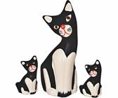 Estatueta Trio Gato Bali Mini De Cerâmica