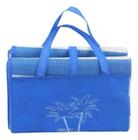 Esteira De Praia Largura 0,90 X 1,70 Comprimento Alças Bolsa Azul E Branco