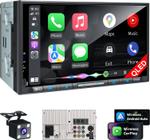 Estéreo para carro PLZ 7 sem fio Double Din com Apple Carplay e Android