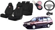 Estilo Único Premium: Capas de Tecido para Fiat Elba 1986-1996 + Capa de Volante + Chaveiro Fiat