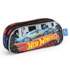 Estojo 2 Divisórias Escolar Infantil Carrinho Hot Wheels Preto