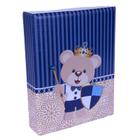 Estojo Álbum fotográfico 200 fotos 10x15 URSO ESCUDO Memo Ursinho Azul Príncipe Rei Bebê