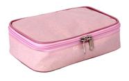 Estojo Box LS Em Verniz Glitter Rosa Com Divisões Para Lápis E Canetas - EE1259