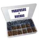 Estojo Caixa Kit 1000 peças Parafuso Parafusos Chipboard Philips + Buchas Maleta Organizadora