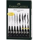 Estojo Caneta Pitt Preta 8 Tipos Pontas - FABER CASTELL