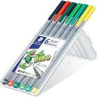 Estojo Caneta Triplus Fineliner Dino C/6 Cores Staedtler 0,3mm 334sb6cs10