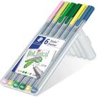 Estojo com 6 Cores Caneta Fineliner Staedtler Triplus Botanical 0.3mm 334 S