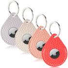 Estojo de couro Airtag Holder FOREVERFLYBIRD, pacote com 4, cinza, branco, rosa, vermelho