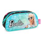 Estojo Escolar Barbie Óculos Verde - Luxcel, PVC/Poliéster, Zíper Coração, 11x22x5,5 cm
