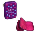 Estojo Escolar Case em PVC Believe Duplo Roxo DAC