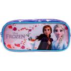 Estojo Escolar Da Frozen Com Uma Abertura Em Ziper Roxo Com Detalhes Em Glitter Azul