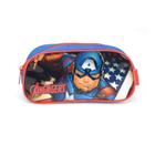 Estojo Escolar Infantil 01 Zíper Luxcel Avengers Capitão América Azul