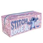 Estojo Escolar Pvc Grande Gg Stitchdac Cor Rosa Stitch