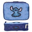 Estojo Escolar Stitch Disney Bolsa Box Com Elástico 24 Lápis