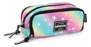 Estojo Escolar Triplo Feminino Rainbow By Up4you Ref.55068 Cor Preto Rainbow Estrelas