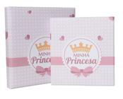 Estojo Imantado 20x25 com Álbum - MINHA PRINCESA - 100 Fotos - Bebê Rosa Infantil