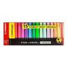 Estojo Marca-Texto Boss 9 Cores Fluorescentes + 6 Cores Pastel - Stabilo