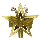 Estrela Ponteira Dourada Árvore de Natal Vazada com Laço