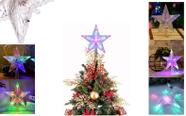 Estrela Ponteira Luz LED Color Bateria 15 cm Árvore Natal