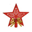 Estrela Vazada Ponteira Com Laço Árvore Natal 19cm Vermelha Decoração Natalina
