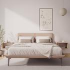 Estrutura para Cama Japonesa Toquio King com Cabeceira Almofada Linho Bege