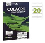 Etiqueta 25,4X101,6mm Cx c/25 Fls x20 p/Folha CC281 Colacril