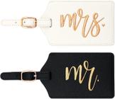 Etiquetas de bagagem CHOIEO Mr and Mrs PU Leather Travel White & Black