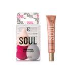 Eudora Kit Soul: Mini Esponjas de Maquiagem + Blush Líquido Pêssego Saudável 15ml