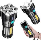 excelênte Lanterna 4 Leds Multifuncional Preta Recarregável com bateria interna com recarregador