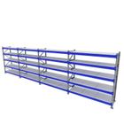 Expositor 4 mini porta pallet 250 kg 180x200x60 (CxLxP) cinza com azul bandejas mdf branco