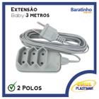 Extensão Elétrica 3 Tomadas 2 Plug Bivolt Celuz 3 Metros