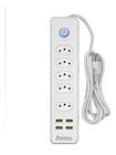 Extensão Tomada, Régua Tomada, 5 Tomadas, 4 Interfaces USB, 2 Metros, 110-220V, Potência de 2000W