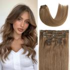 Extensões de cabelo Honsoo Ash Brown Real Human Hair 70g 7 unidades