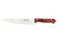 Faca chef 8 polywood vermelho lamina de aco inox e cabo de madeira tramontina