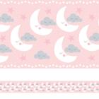 Faixa de Parede Nuvens e Lua Rosa Quarto de Meninas 3mx15cm