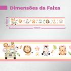 Faixa Decorativa Infantil Papel De Parede Safari Rosa e Amarelo